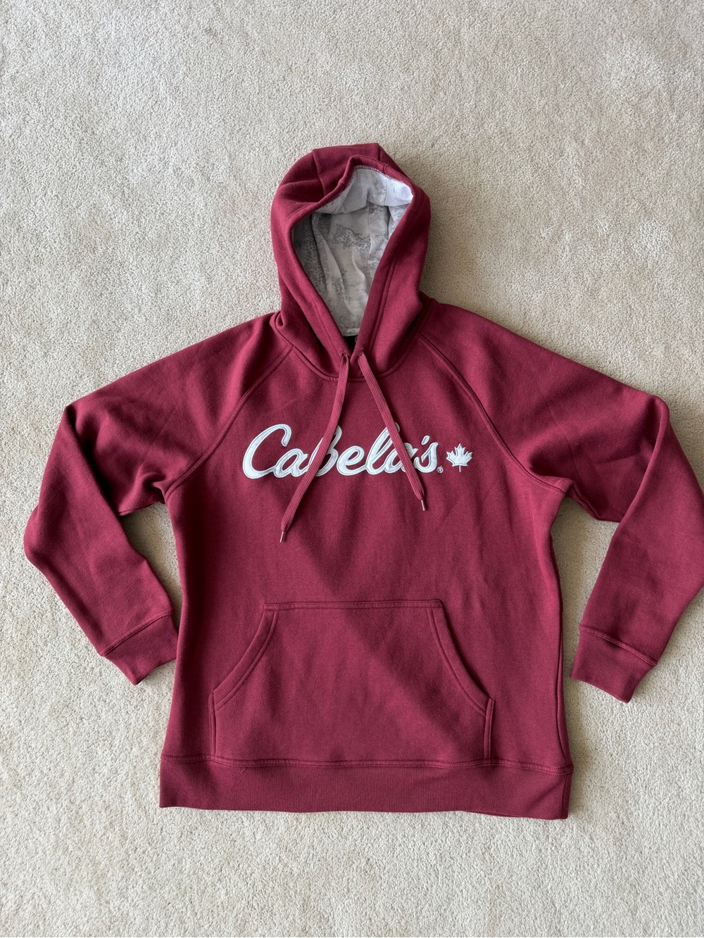 Cabela's Maroon Script Logo Pullover Hoodie